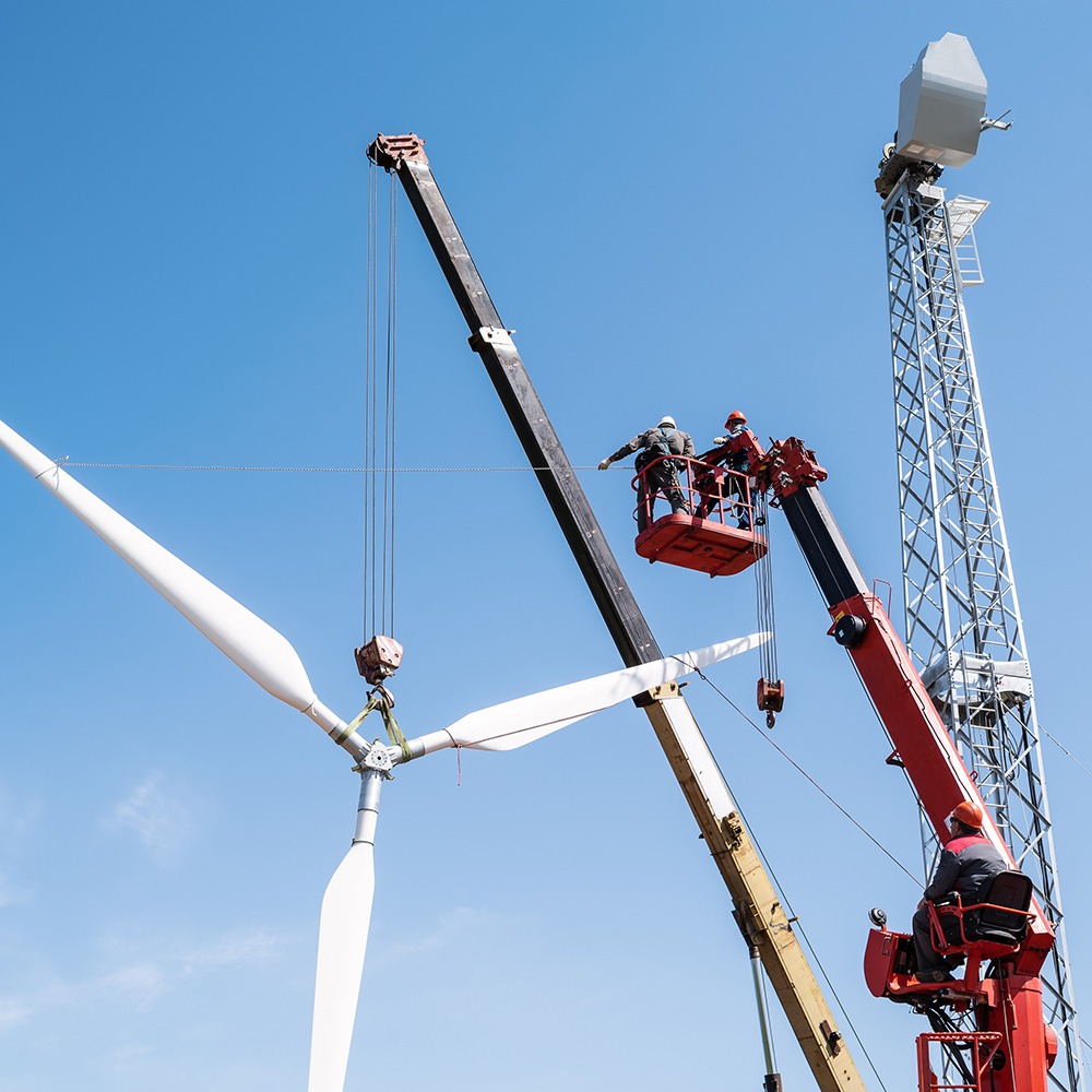 Baugewerbe Export Windrad OMEC